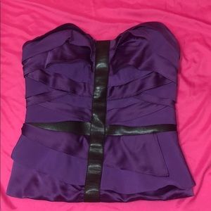 Bebe Strapless Ruffle Top with Pleather Trim